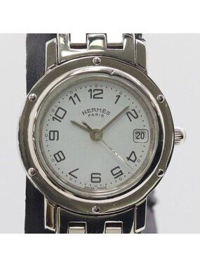 Hermes Clipper Quartz Date White Dial Watch Nam